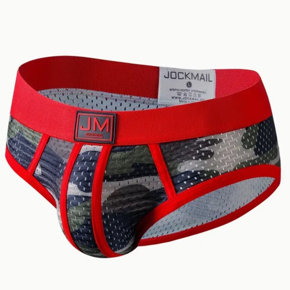 Jockmail Camo with Red Trim Large